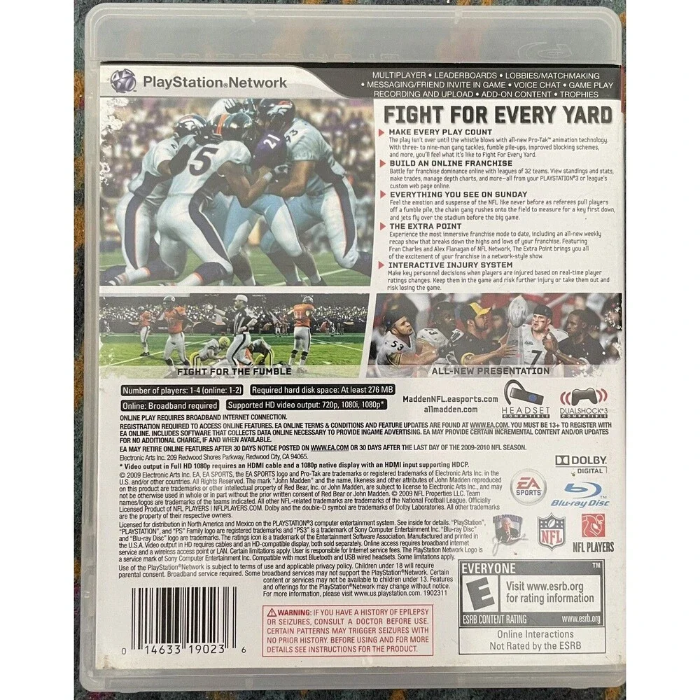 Madden NFL 10 (Sony PlayStation 3, 2009) Football